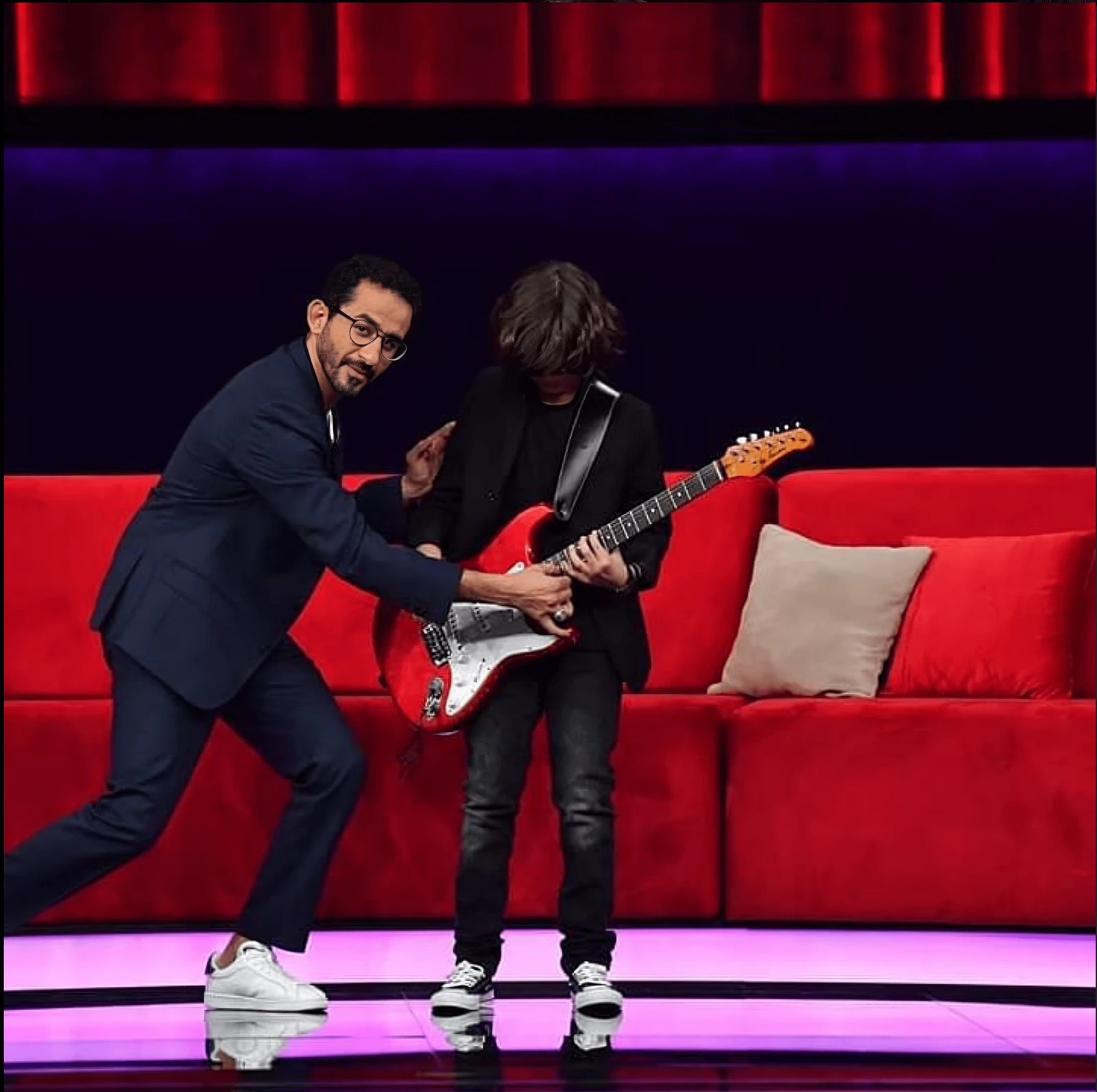 Tameem Masadeh performing guitar on the MBC Little Big Stars talent show